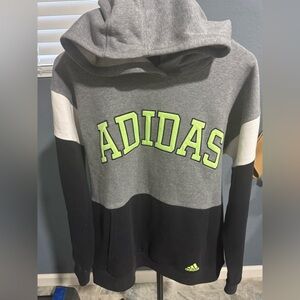 Adidas Gray and Black Hoodie with Green Accents